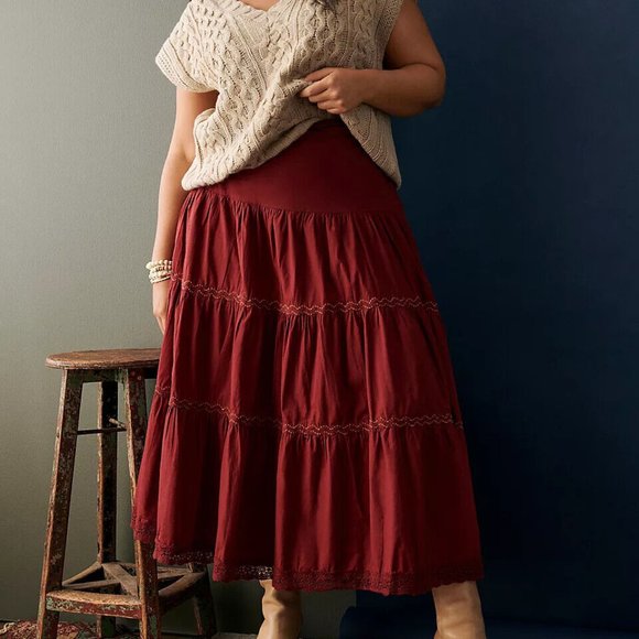 Anthropologie tiered lace Maxi Skirt - Picture 6 of 9